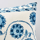 Schumacher Blue 26" x 15" Zinnia Handmade Print Pillow