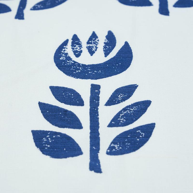 Schumacher Navy Blue 18" x 18" Rosenborg Hand Print Pillow