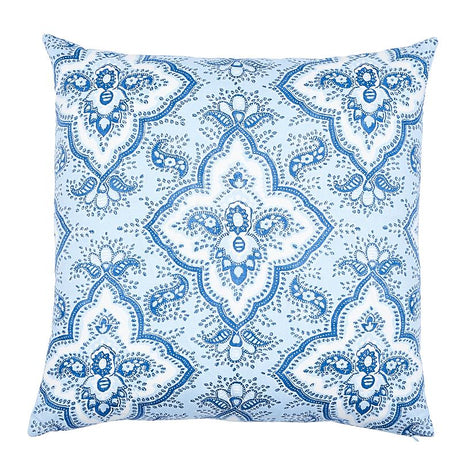 Schumacher Blues 22" x 22" Amalia Medallion Pillow