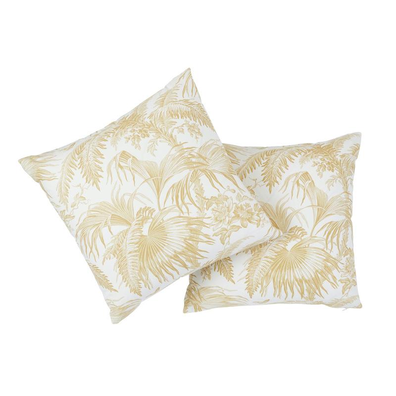 Schumacher Gold 20" x 20" Toile Tropique Pillow