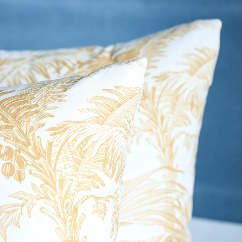 Schumacher Gold 20" x 20" Toile Tropique Pillow
