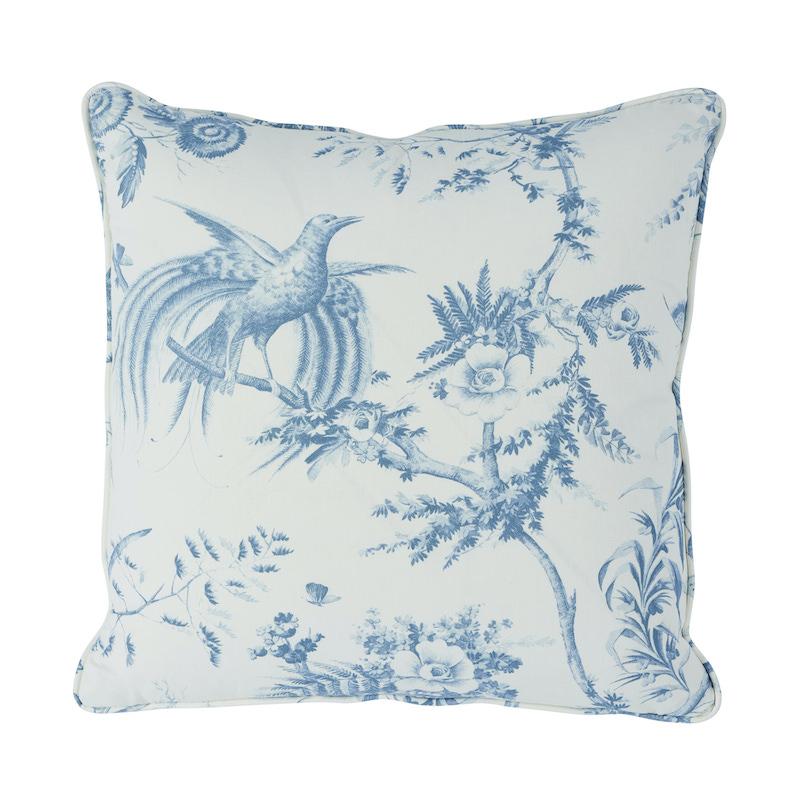 Schumacher Toile De La Prairie Blue 18" x 18" Pillow