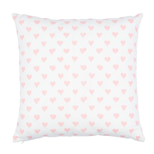 Schumacher Hearts + Coffee Bean Pink 18" x 18" Pillow