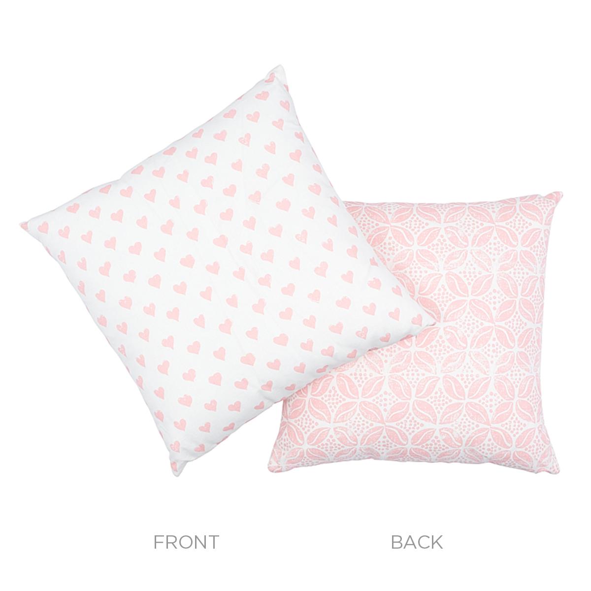 Schumacher Hearts + Coffee Bean Pink 18" x 18" Pillow