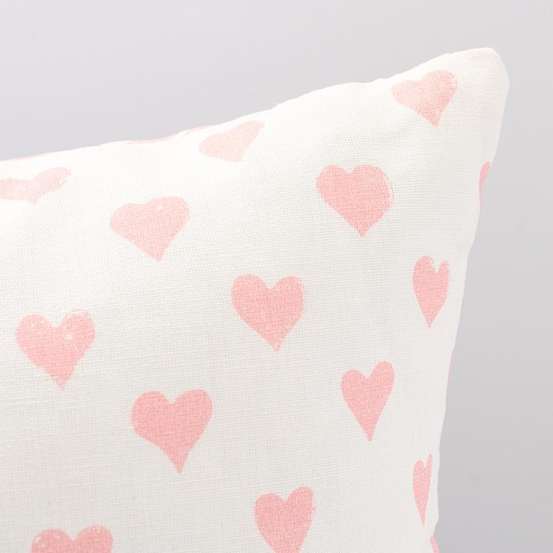 Schumacher Hearts + Coffee Bean Pink 18" x 18" Pillow