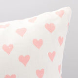 Schumacher Hearts + Coffee Bean Pink 18" x 18" Pillow