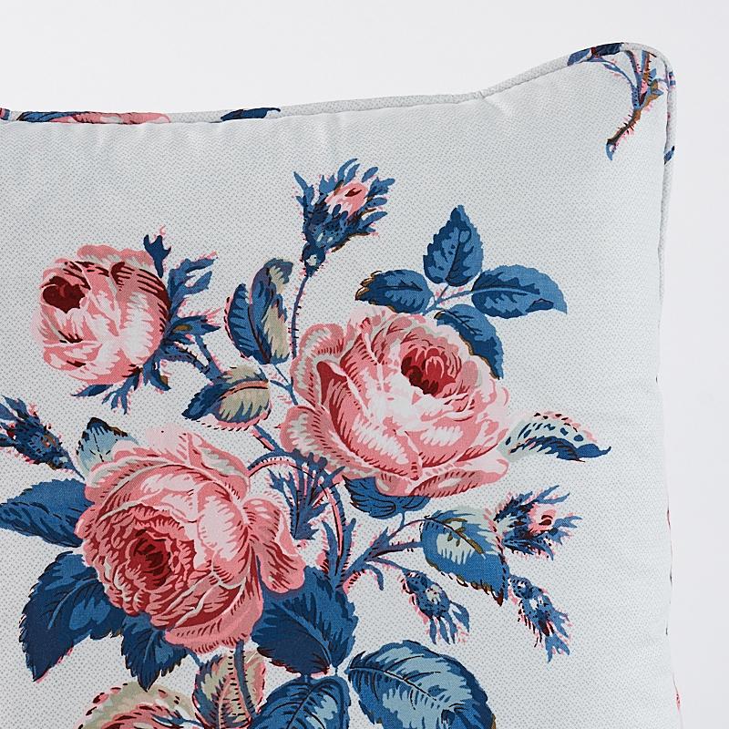 Schumacher Rose & Blue 14" x 14" Loudon Rose Pillow