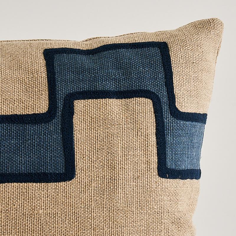 Schumacher Blue 25" x 16" Dixon Embroidered Print Pillow