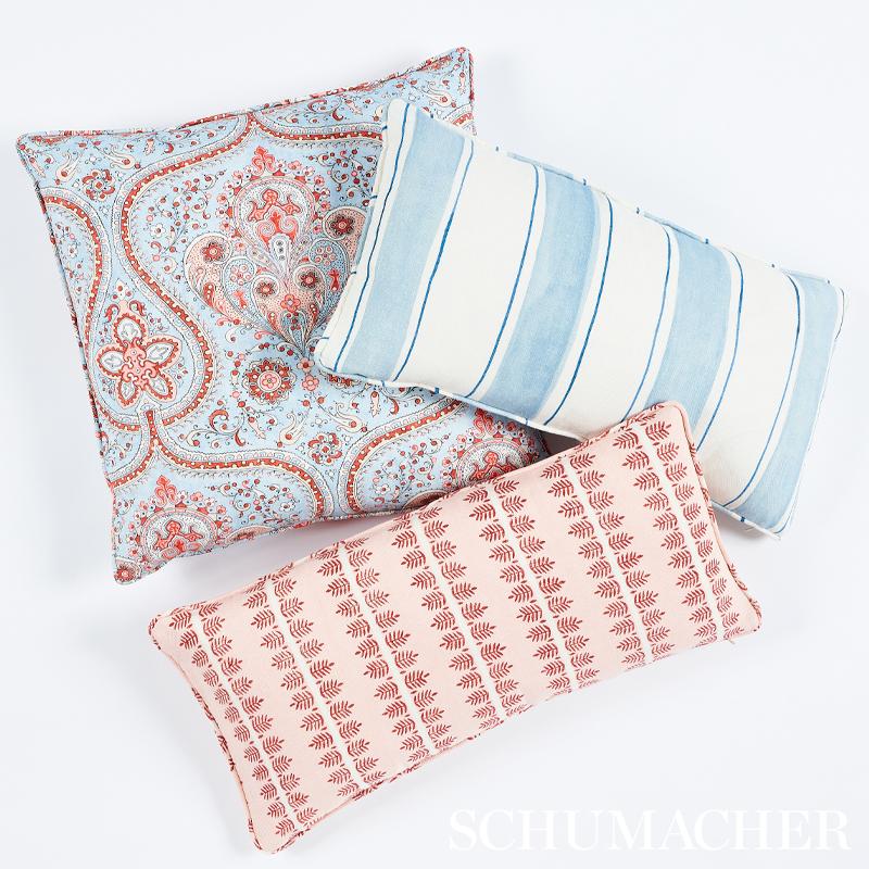 Schumacher Sky 24" x 12" Tracing Stripes Pillow