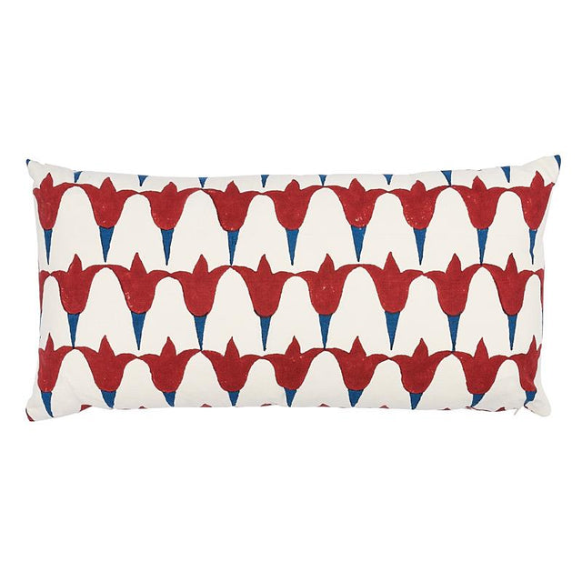 Schumacher Iron & Indigo 24" x 12" Tulip + Seed Pillow