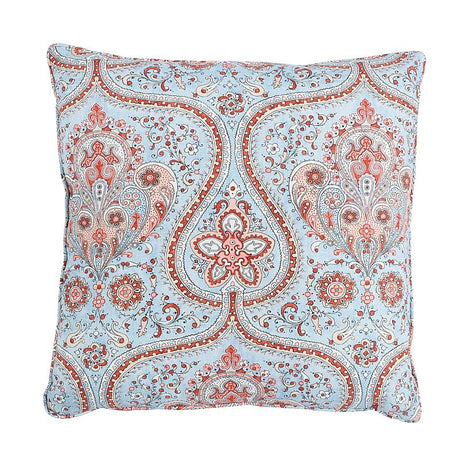 Schumacher Paisley Court Blue & Rose 20" x 20" Pillow