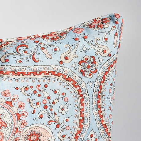 Schumacher Paisley Court Blue & Rose 20" x 20" Pillow