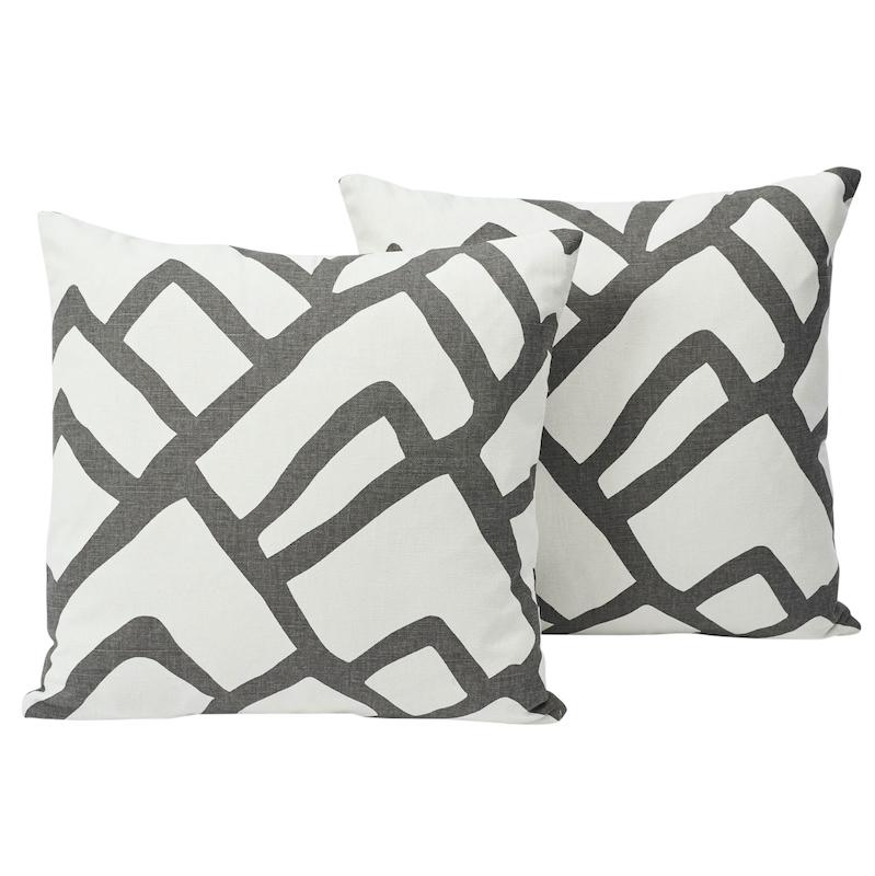 Schumacher Charcoal & White 20" x 20" Zimba Pillow