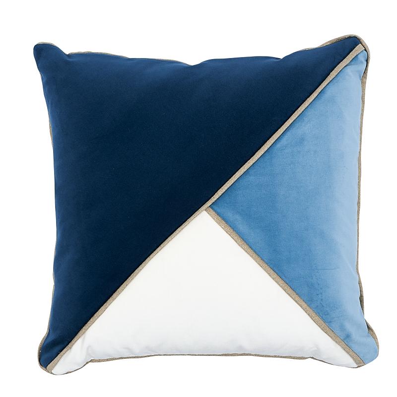 Schumacher Blues 22" x 22" Gainsborough Velvet Pillow