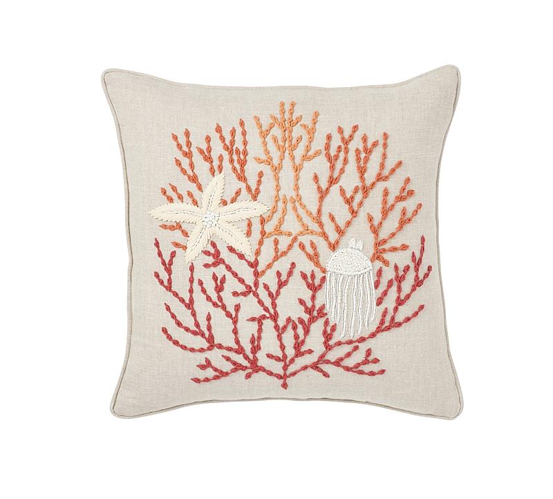 Schumacher Starfish Coral 18" x 18" Pillow