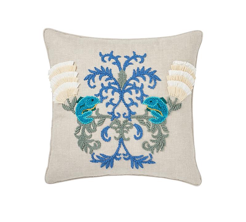 Schumacher Sea 18" x 18" Anemone Pillow
