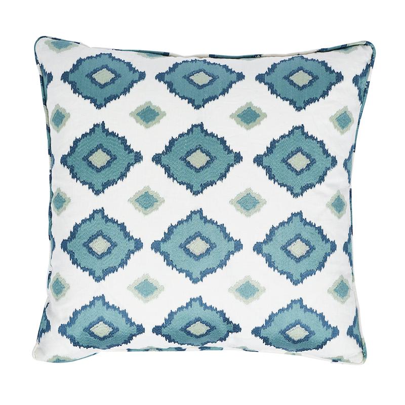Schumacher Sikar Embroidery Sky Blue 20" x 20" Pillow