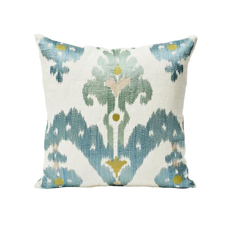Schumacher Sky 18" x 18" Raja Embroidery Pillow