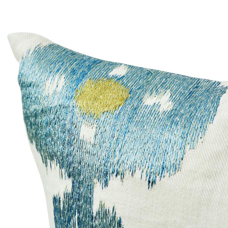 Schumacher Sky 18" x 18" Raja Embroidery Pillow