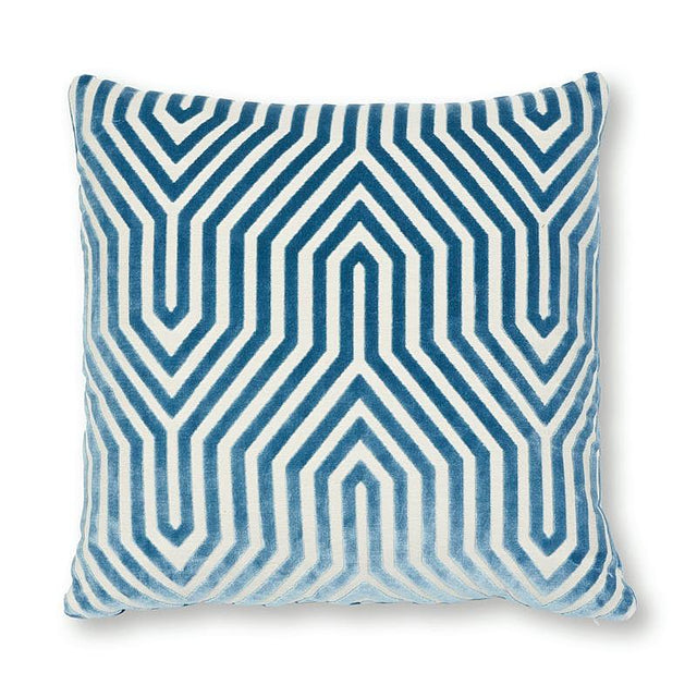 Schumacher Marine 20" x 20" Vanderbilt Velvet Pillow