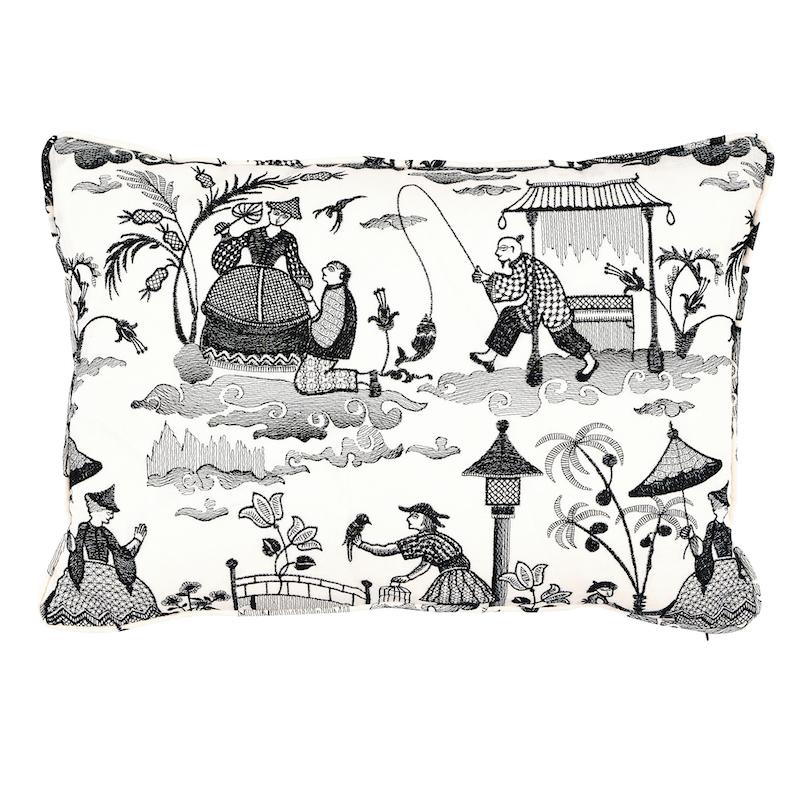 Schumacher Black 20" x 14" Bassano Toile Pillow