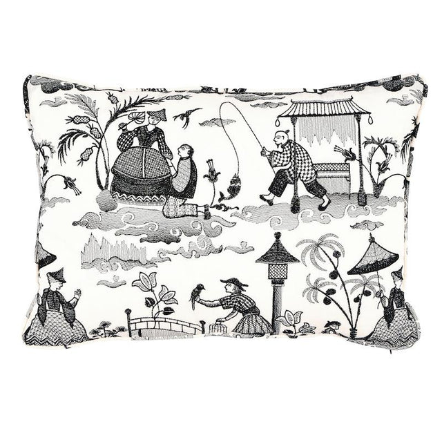 Schumacher Black 20" x 14" Bassano Toile Pillow