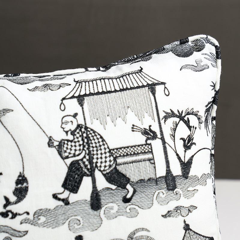 Schumacher Black 20" x 14" Bassano Toile Pillow