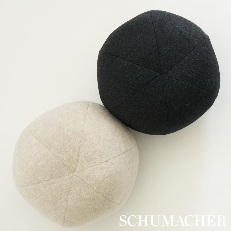 Schumacher Carbon 12" x 12" Dixon Mohair Sphere Pillow