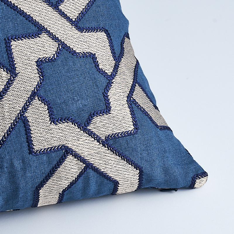 Schumacher Indigo 22" x 22" Cordoba Embroidery Pillow