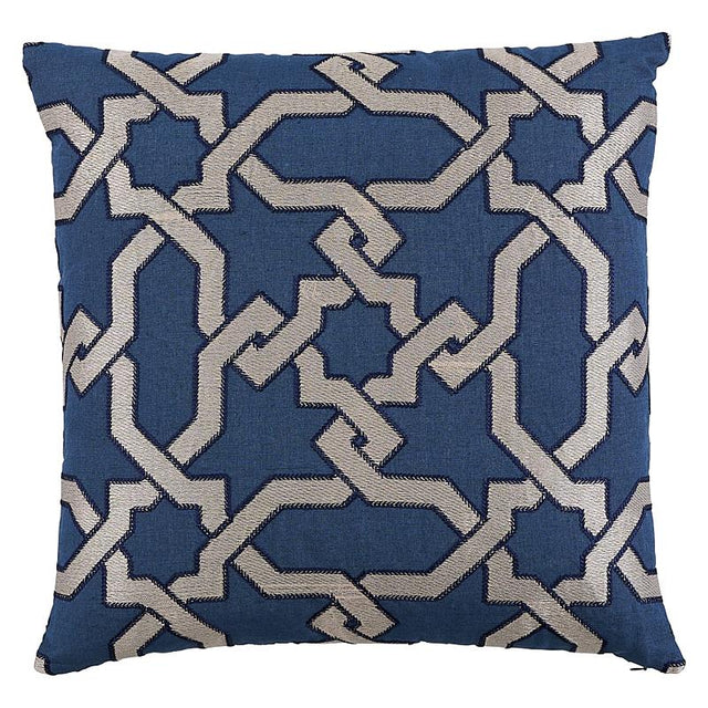 Schumacher Indigo 22" x 22" Cordoba Embroidery Pillow