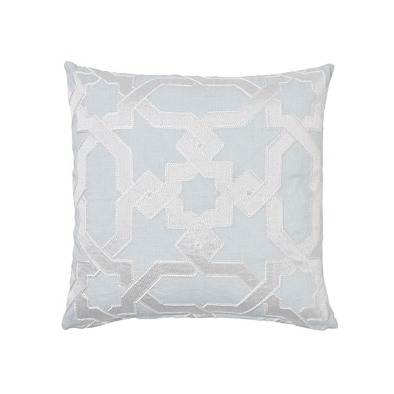 Schumacher Cordoba Embroidery Mist 18" x 18" Pillow