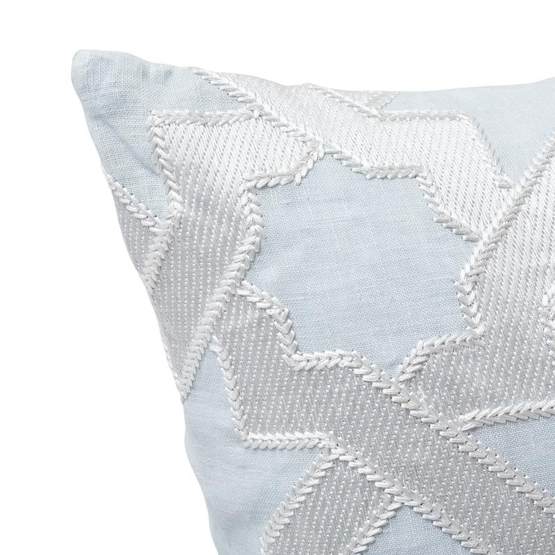 Schumacher Cordoba Embroidery Mist 18" x 18" Pillow
