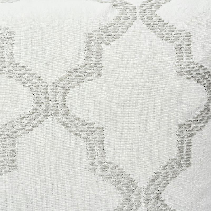 Schumacher Tangier Embroidery Silver 18" x 18" Pillow