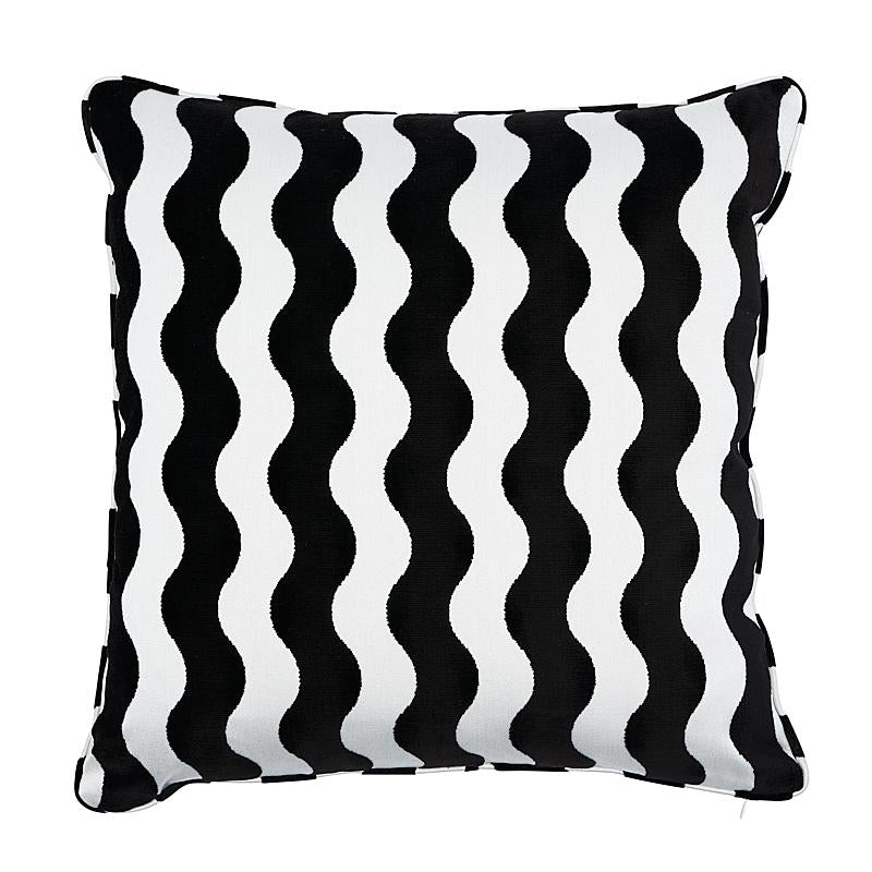 Schumacher Black 24" x 24" The Wave Pillow