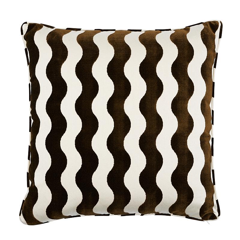 Schumacher Chocolate 22" x 22" The Wave Pillow