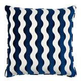 Schumacher Navy 22" x 22" The Wave Pillow