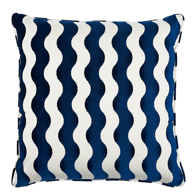 Schumacher Navy 24" x 24" The Wave Pillow