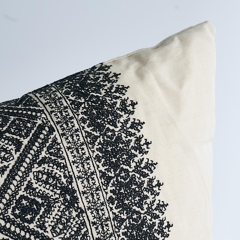 Schumacher Noir 22" x 22" Toledo Embroidery Pillow