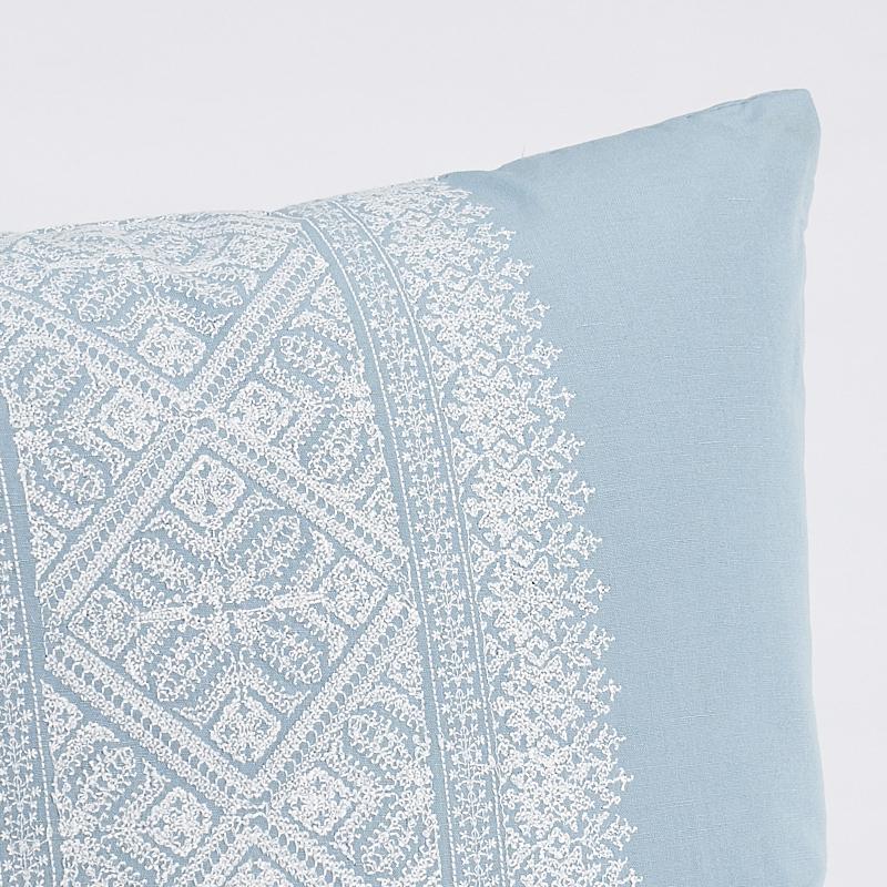 Schumacher Chambray & White 26" x 15" Toledo Embroidery Pillow