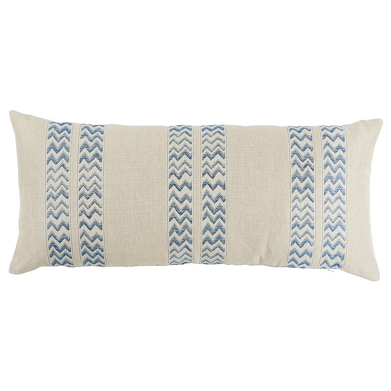 Schumacher Blue 30" x 14" Kudu Stripe Pillow