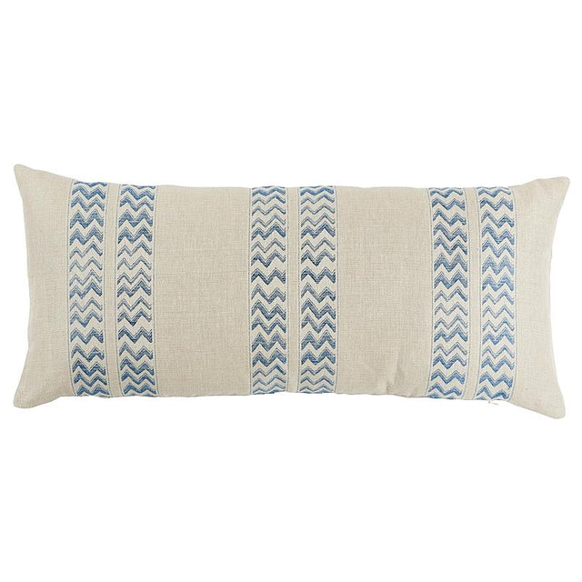 Schumacher Blue 30" x 14" Kudu Stripe Pillow
