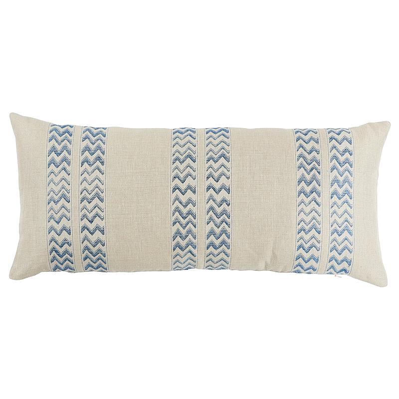 Schumacher Kudu Stripe Blue 30" x 14" Pillow