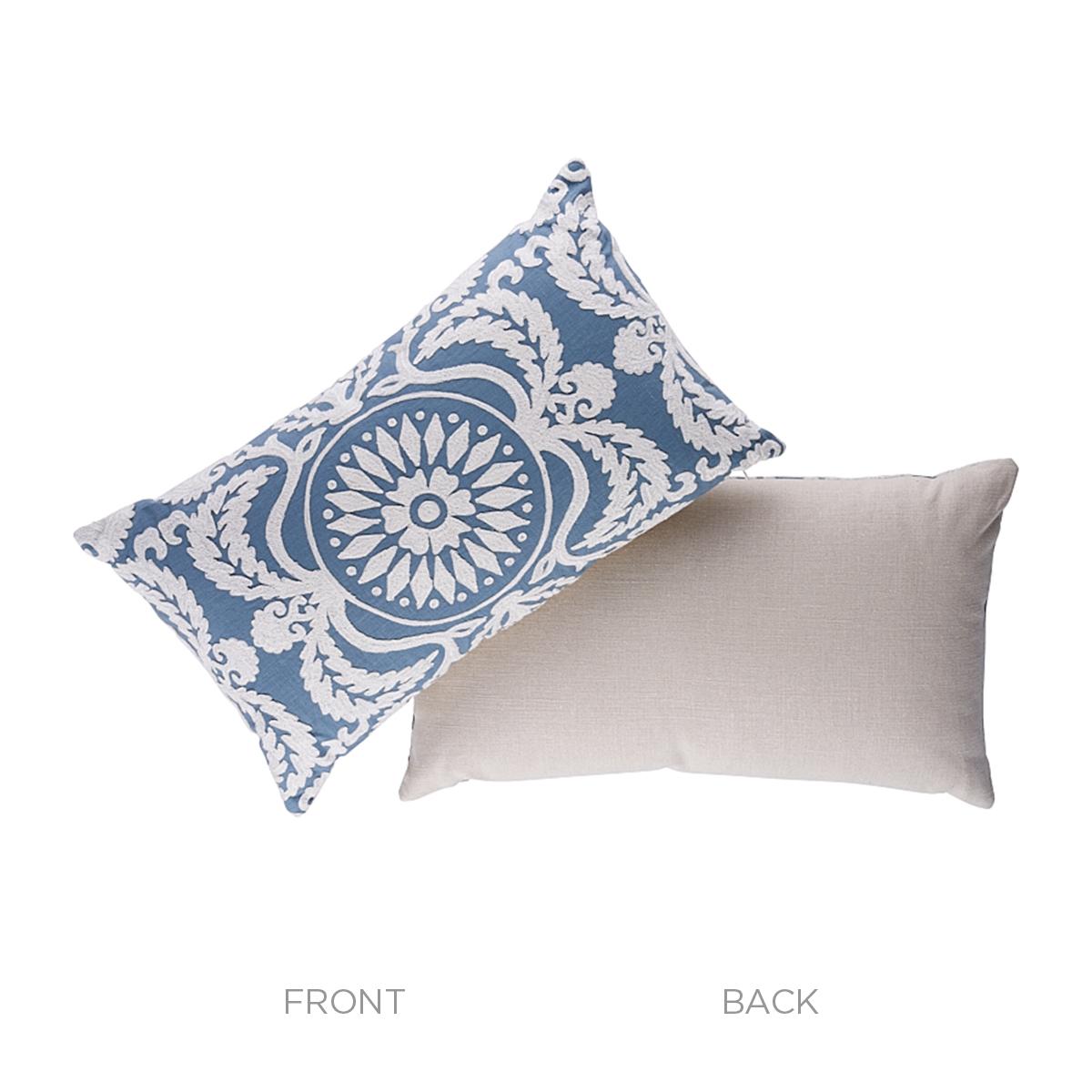 Schumacher Chambray 26" x 15" Castanet Embroidery Pillow