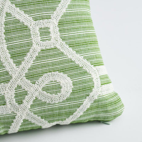 Schumacher Green & White 18" x 18" Ziz Embroidery Pillow