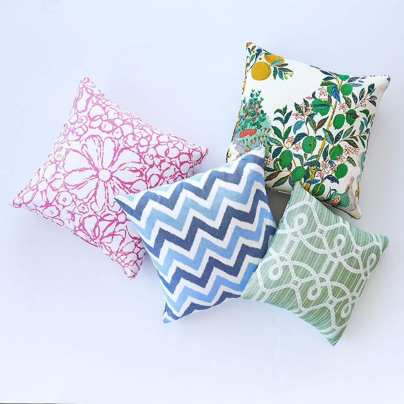 Schumacher Ziz Embroidery Green & White 18" x 18" Pillow