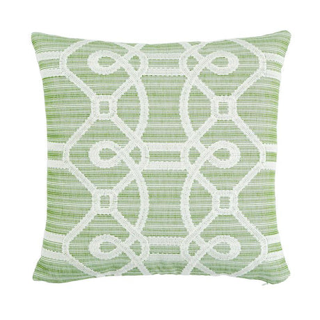 Schumacher Green & White 18" x 18" Ziz Embroidery Pillow