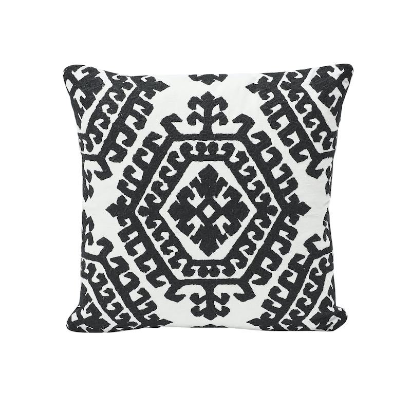 Schumacher Omar Embroidery Black 18" x 18" Pillow
