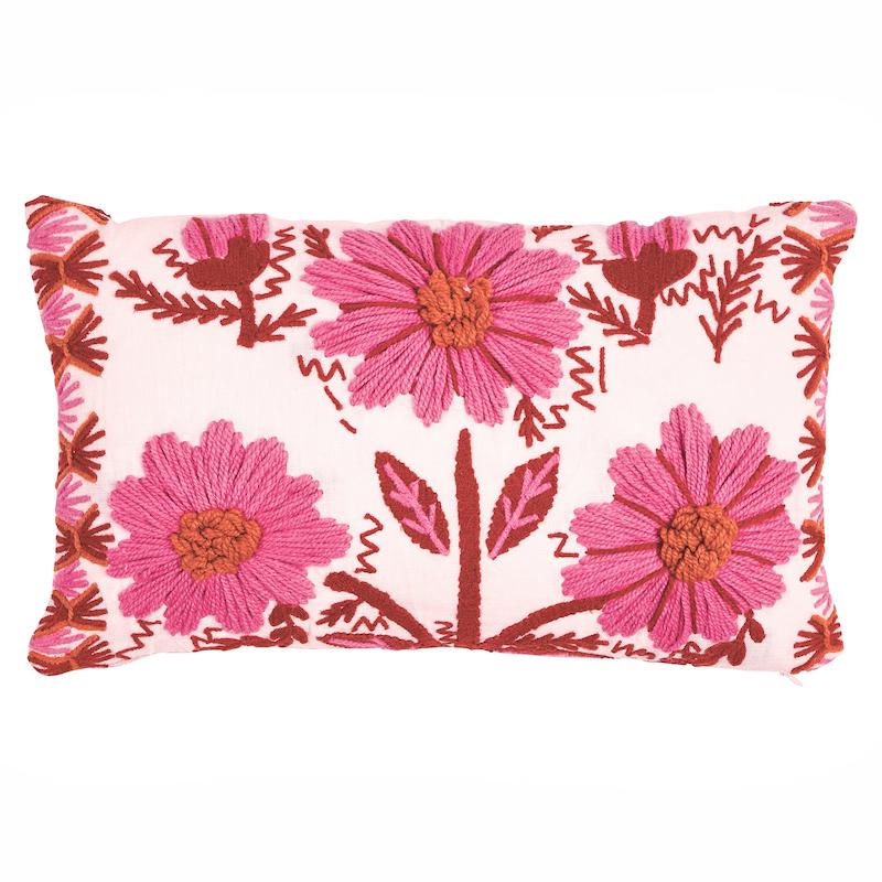 Schumacher Marguerite Embroidery  A Blossom 15" x 9" Pillow