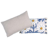 Schumacher Blue & Ochre 15" x 9" Marguerite Embroidery Pillow A