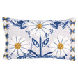 Schumacher Blue & Ochre 15" x 9" Marguerite Embroidery Pillow A